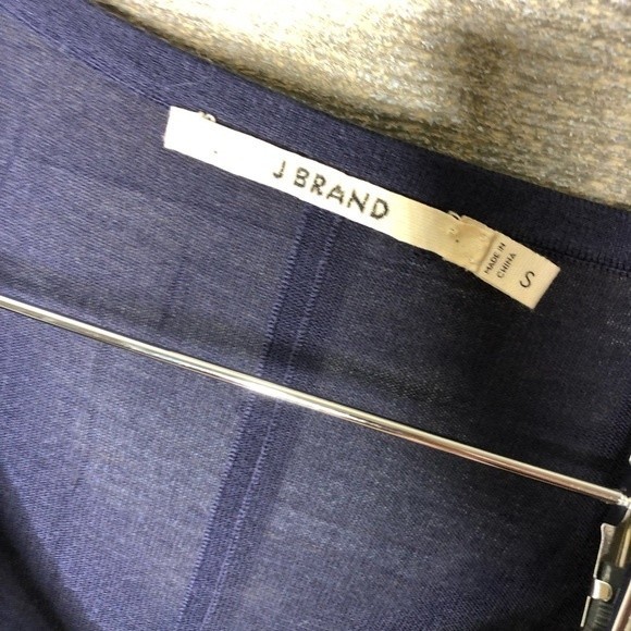 J Brand size small silk blend navy long sleeve sheer top - Picture 2 of 5